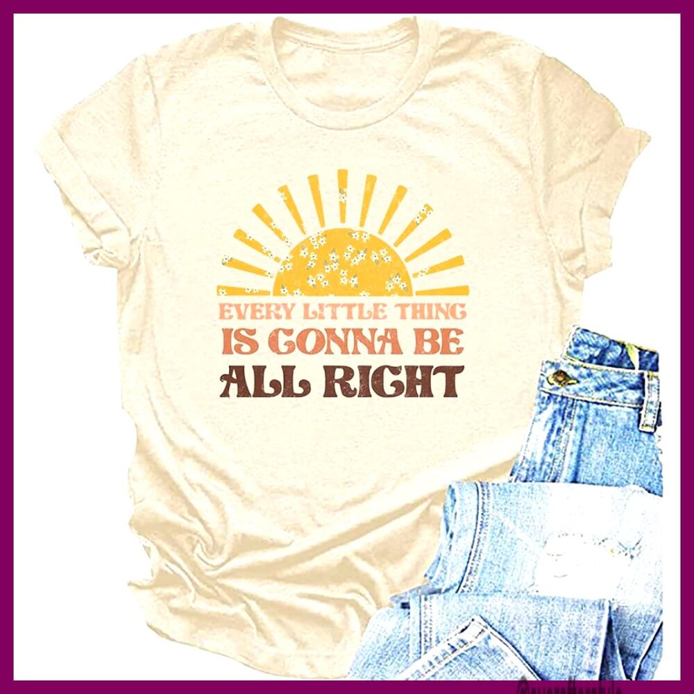 Retro Hippie T-Shirt Vintage Country Music Inspirational Tee Loose Fit